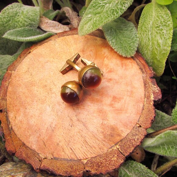 Art Deco Cufflinks | Brass Cufflinks | Antique Cufflinks | Mens Formalwear - Picture 3 of 10